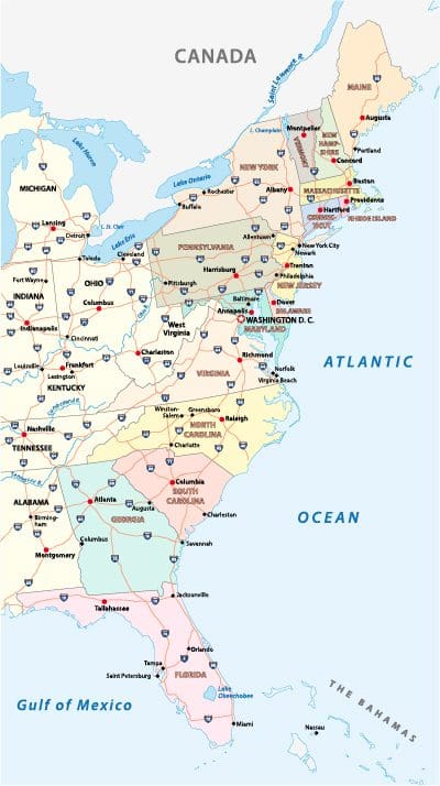 East Coast USA Map